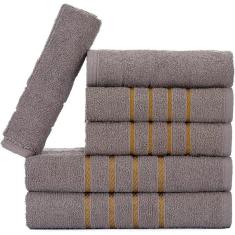 Jogo De Toalhas 6 Pçs - Banho Rosto Piso Montreal 100% Algodão Cinza