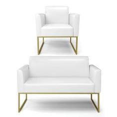 Sofá Namoradeira Com Poltrona Base Industrial Dourado Marisa Corano Br