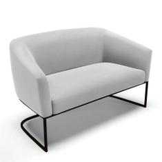 Sofá Namoradeira 2 Lugares Base Industrial Preto Stella Suede Cinza D0
