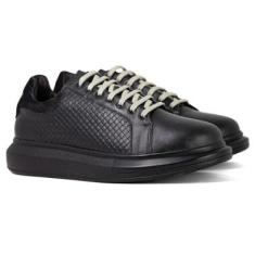 Tênis Masculino Ferracini 24h Impulse Couro Tressê Conforto Cadarço 7615-570-Masculino