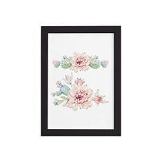 Quadro Cacto Flores Moldura Preta 22x32cm