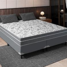 Cama Box Bipartido Queen + Colchão Portobel De Molas Ravena