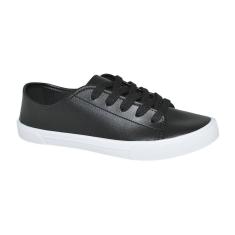 Tênis Moleca Casual Feminino Preto Com Cadarço