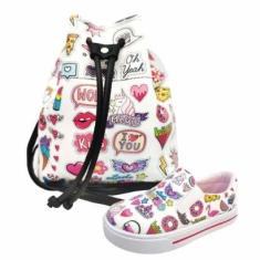 Kit Infantil Bolsa e Tênis Stickers, Magicc Kids-Feminino