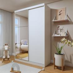 Guarda-roupa Infantil 2 Portas de Correr 2 Gavetas e 3 Espelhos Arabella Branco