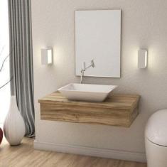 Conjunto Bancada para Banheiro 80cm com Cuba RT45 e Espelheira 801w Me