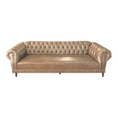 Sofá Chesterfield Capitonê Duque 3 Lugares Suede Bege - Novo Encanto