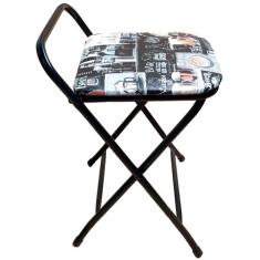 Banqueta Nina Baixa Quadrada Dobrável 50 cm Altura - Metalfany, Assent