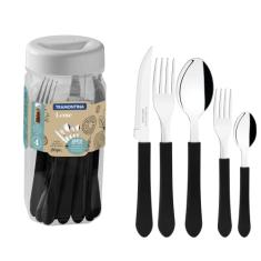 Faqueiro 20 Peças Leme Preto Em Aço Inox 23198038 Tramontina