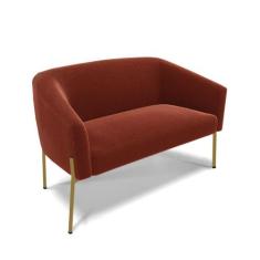 Sofá Namoradeira 2 Lugares Pé Ferro Dourado Stella Bouclê Terra D03 - 