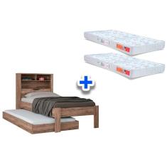 Cama Solteiro Bicama Invicta Atacama Kit Com 2 Colchões Espuma Solteiro Branco MDF MDP Santos Andirá