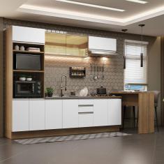 Cozinha Completa Madesa Glamy 315001 com Armário e Balcão (Sem Tampo e Pia) - Rustic/Branco