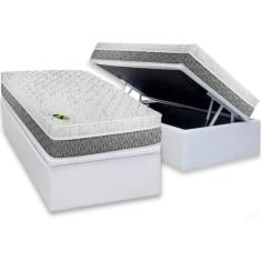 Cama Box Baú Blindado Solteiro + Colchão Espuma D33 Aspen One Side Luckspuma 088x188x62