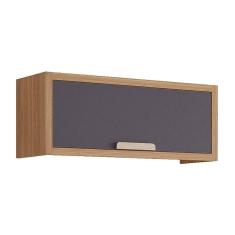 Armário Aéreo p/ Cozinha Eloise Geladeira c/1 Porta Basculante Riscada 80 cm Freijo/Titanium - MGM