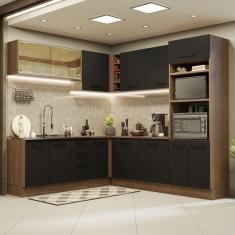 Cozinha Completa 459001 Com Armário E Balcão Rustic/Preto