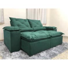Sofá Retrátil e Reclinável 2,20m em Tecido Veludão C/ Pillow nos Braços Athenas