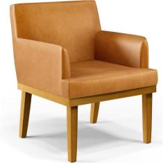 Poltrona Decorativa Para Sala De Estar Base Mel Beatriz W01 Sintético 