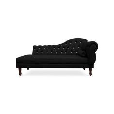 Recamier Divã Juliana 140cm com Strass - Esquerda Suede - Passoni Deco