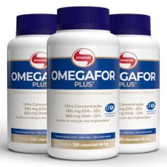 Kit com 3 Omegafor Plus Vitafor 120 Cápsulas Ômega 3 Dha 660mg Epa 990