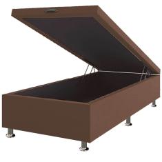 Base Box Baú Solteirão Suede 40x108x188 Framar Cor Marrom