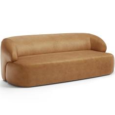 Sofá 3 Lugares Curvo Orgânico Living 180cm Barolo L06 Couríssimo Camel