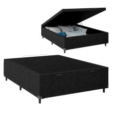 Cama Box Baú Casal Suede Preto 138x188