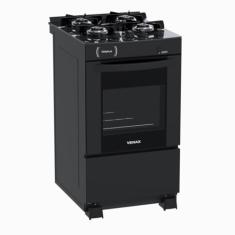 Fogao 4 Bocas Venax Delplus Vitreo Bl Preto Fosco Gas Glp