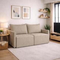 Sofá Cama Dubai Retratil e Reclinavel 3 Lugares em Linho Sofatec, Bron