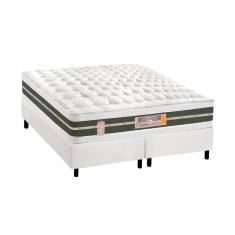 Cama Box Queen: Colchão Molas Bonnel Castor Silver Star Air + Base CRC Courano White(158x198)