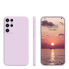 Capas quadradas de silicone líquido para Samsung S22 S21 S20 FE Plus Note 10 20 Ultra A32 A42 A52S A72 A53 A13 5G Capa macia à prova de choque, roxa, para S22 Ultra