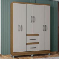 Guarda Roupa Solteiro 6 Portas 2 Gavetas Capri Poquema