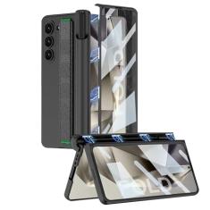 HAO RIYLN Capa para Samsung Galaxy Z Fold 6, protetor de tela com alça de pulso, compartimento para caneta, capa para celular, proteção magnética com dobradiça com tudo incluído, capa de carregamento