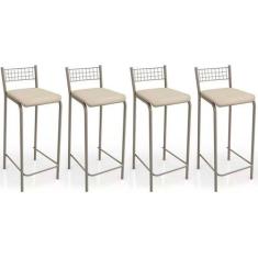 Banqueta Gênova B705 Kit 4 Un Niquel/Nude 16 - Kappesberg