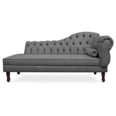 Recamier Divã Cancun 140cm com Capitonê - Esquerda Suede - Ecotec Deco