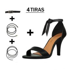Sandália Troca Tira Salto Alto Fino Luiza Sobreira Couro Preto Mod. 21