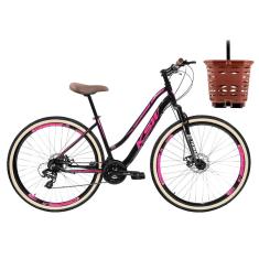 Bicicleta aro 29 KSW Sunny Retrô 21V Freio a Disco C/ Cesta