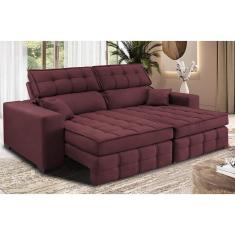 Sofá Retrátil e Reclinável 2,20m Molas Ensacadas e Costura Tripla Cama inBox Nobre. Suede Velusoft