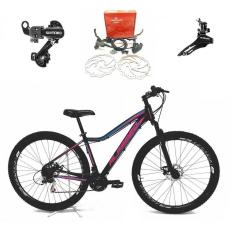 Bicicleta aro 29 Feminina Alfameq Pandora 21v Câmbios Shimano Freios Hidráulicos Garfo com Suspensão-Feminino