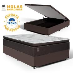 Cama Box Báu com Colchão Ravena Molas Ensacadas Com Pillow Top Casal 138cm