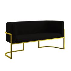 Sofá 2 Lugares Com Base De Metal Dourada Reforçada Preto