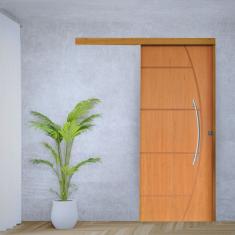 Porta de Correr Padrão Imbuia Belissima 6 Trilho Embutir Puxador Curvo 600 Mm 120 X 210 Esquerdo Natural