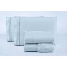 Jogo lençol de solteiro 3 peças 100% algodão 400 fios azul