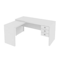 Mesa Escritório de Canto com 3 Gavetas ME4106 Branco - Tecno - Tecno M