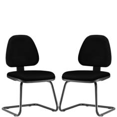 Kit 02 Cadeiras Para Escritório Sky L02 Fixa Crepe Preto - Lyam Decor