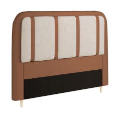 Cabeceira Para Cama Box Casal Dobuê Leon Com Revestimento Caramelo-bege