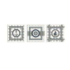 Conjunto Kit Com 3 Quadros Náuticos Decorativos Linha Náutica Marinheiro Mar 3