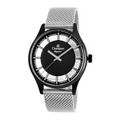 Relógio CHAMPION feminino preto prata transparente CN20908N