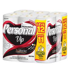 Personal VIP - Papel Higiênico, Folha Dupla, Branco, 12 unidades (Embalagem pode variar)
