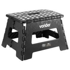 Banqueta Banquinho Plástico Dobrável 22cm 150kg Preto Vonder