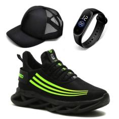 Kit Tênis Masculino Academia Confortável Leve Caminhada + Relógio e Bo